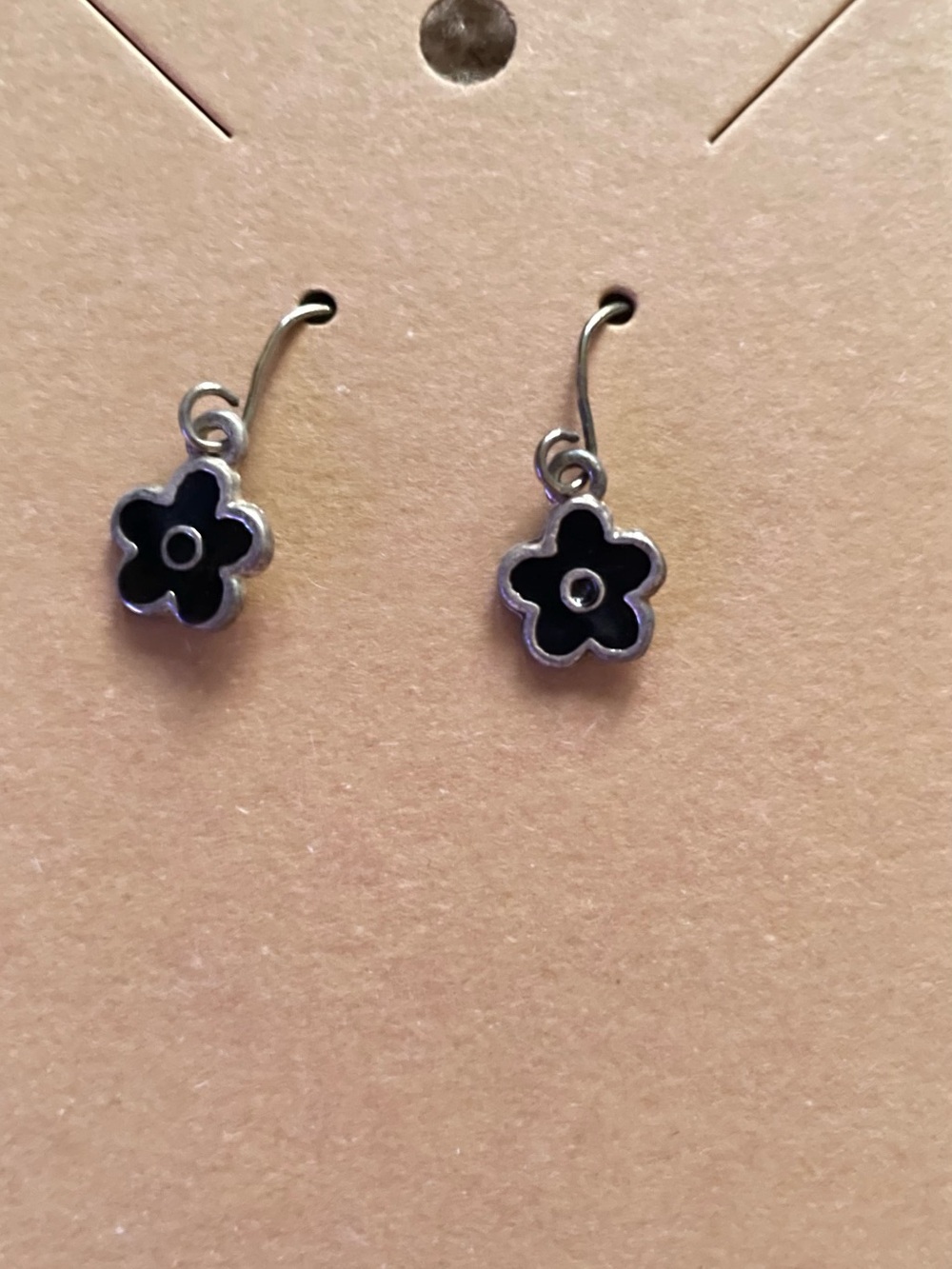 1”-long Black Flower Earrings